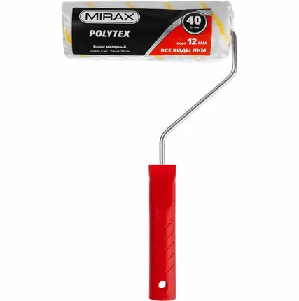 Фото №0 Валик сменный 40 х 180 мм, бюгель 6 мм, ворс 12 мм, полиакрил/полиэстер, все виды ЛКМ, MIRAX