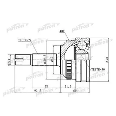 Фото №0 Patron ШРУС наружный с кольцом ABS 24X59X30 Geely MK/CK ор 101400335401 Patron PCV1715