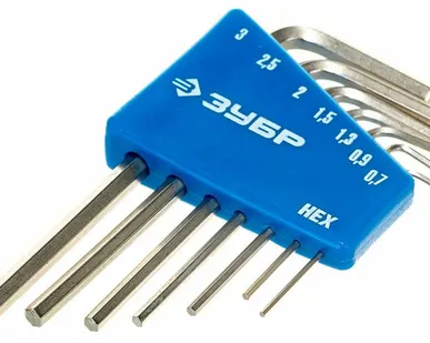 фото Набор ключей имбусовых ЗУБР "ЭКСПЕРТ" МИНИ для точных работ, Cr-V, HEX 0,7, 0,9, 1,3, 1,5, 2, 2,5, 3