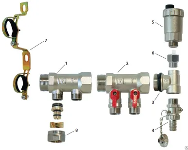 фото Коллек. с шар.кранами нар.рез. 3 вых. х3/4"х1/2" ник. (VTc.580.N.0503)