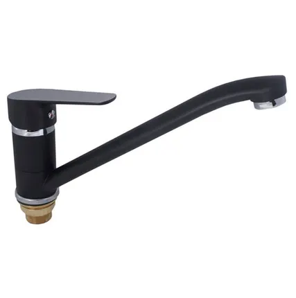 Фото №0 Смеситель для кухни VODEN 4723 А23N на гайке, без подводки, чёрный