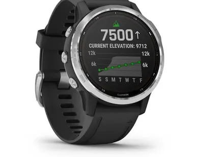фото Часы Garmin Fenix 6S Solar серебристый с черным ремешком
