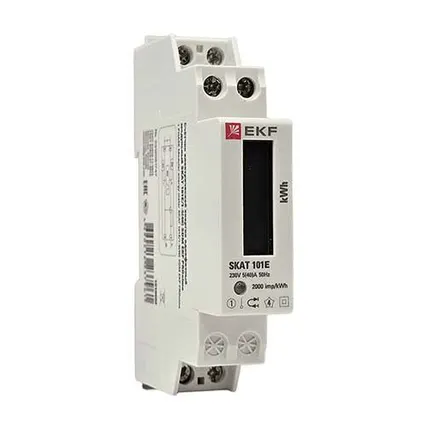Фото №0 Счётчик однофазный однотарифный SKAT 101Э/1-5(40) на DIN-рейку с ЖК-индикатором EKF