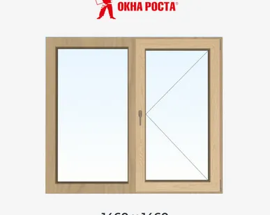 фото Деревянное окно дуб сращенный 2-створчатое глухое/поворотное 1460х1460мм