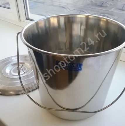 Фото №3 Ведро 12 литров с крышкой нержавеющая сталь