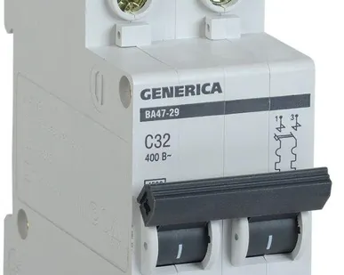 фото Выключатель автоматический модульный 2п C 32А 4.5кА ВА47-29 GENERICA ИЭК MVA25-2-032-C