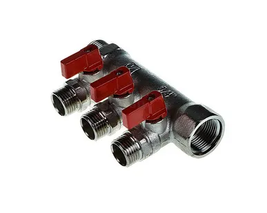 фото Коллектор с отсекающими кранами, 1х3вых.1/2" нар.