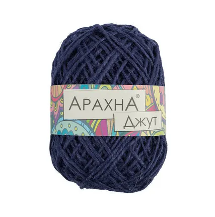 Фото №0 Пряжа ARACHNA "Jute" 100% джут 100 г ± 10 г 90 м № 013 т. синий
