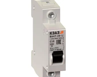 фото Выключатель автоматический модульный 1п C 6А 4.5кА ВА47-29-1C6-УХЛ3 КЭАЗ 141485