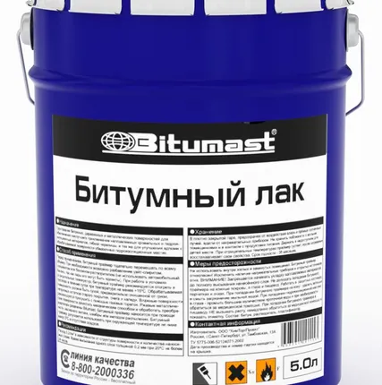 Фото №0 Битумный лак Bitumast, 5л (4 шт/упаковка)