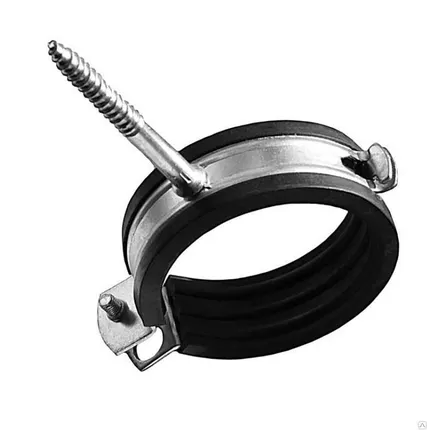 Фото №0 Хомут сантехнический для труб 48-53 мм с резиновым уплотнителем шпилькой и