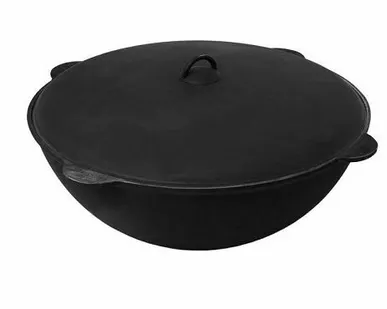 фото Чаша азиатская чугунная с крышкой 25 литров