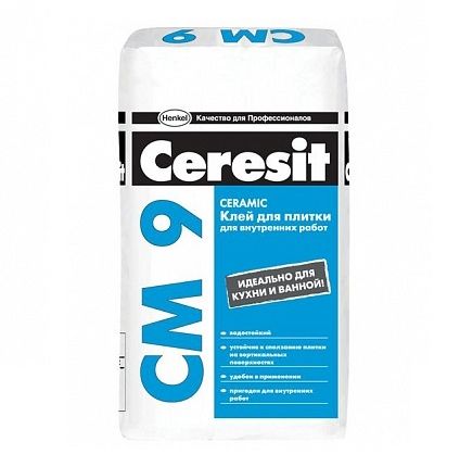 Фото №0 Клей цементный Ceresit СМ-9 25кг 2-4 кг/м2
