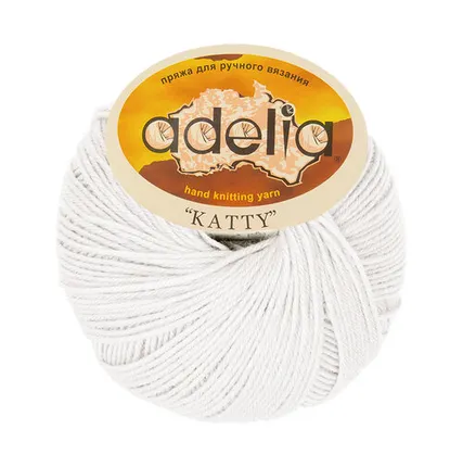 Фото №0 Пряжа ADELIA "KATTY" 100% шерсть 50 г 150 м №01 БЕЛЫЙ