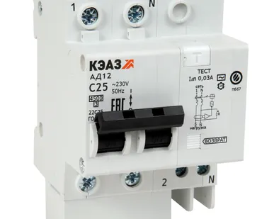 фото Выключатель автоматический дифференциального тока 2п C 16А 30мА тип A 4.5кА АД12-22 УХЛ4 КЭАЗ 141586