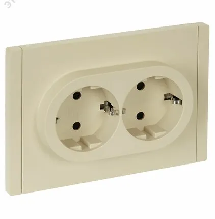 Фото №0 FORTE&PIANO Розетка 2-местная с заземлением с защитными шторками безвинтовое крепление 16А FP423 ваниль IEK