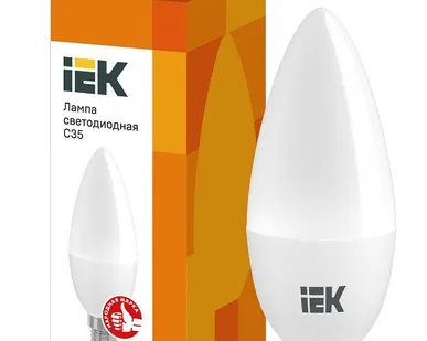фото Лампа светодиодная ECO С35 свечеобразная 5Вт 230В E14 3000К теплый белый IEK