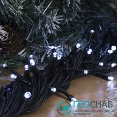 фото Светодиодная гирлянда-нить 100 led (10м) мерцание, нить тёмная, свечение белое