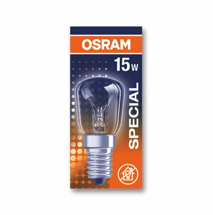 Фото №0 Лампа OSRAM SPC.T26/57 CL 15W 230V E14 (холодильник прозрачная d=26 l=57)