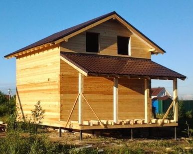 фото Дом из профилированного бруса 6х6+2м в полтора этажа (мансарда)