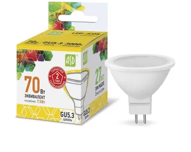 фото Лампа светодиодная LED-JCDR-standard 7.5Вт 3000К тепл. бел. GU5.3 675лм 160-260В ASD 4690612002286