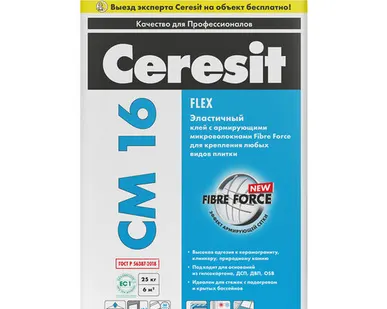 фото Клей плиточный эластичный Ceresit CM 16 Flex 25 кг