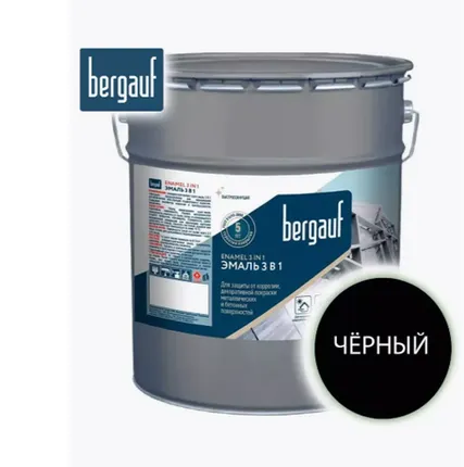 Фото №0 Грунт-эмаль 3в1 Bergauf ENAMEL алкидно-уретановая, черная 5 кг