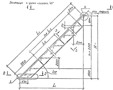 фото Лестницы с углом наклона 45 градусов