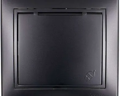 фото Розетка 1-м СП Мира с защ. крышкой керам. с заземл. черн. бархат LEZARD 701-4242-123