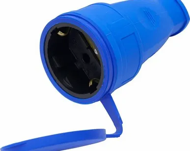 фото Розетка каучук 1-ф., 16А переносная с защитной крышко...