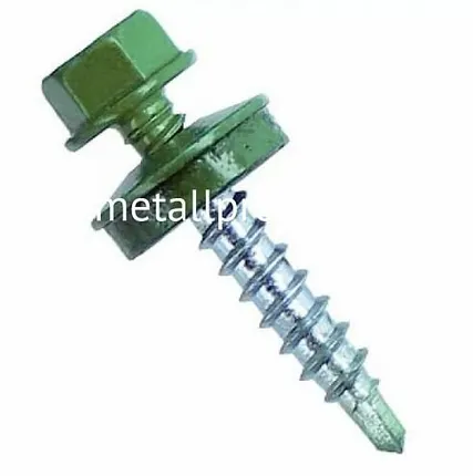 Фото №0 Саморез кровельный зеленый ral 6002 4,8x29 (упаковка) 250 шт