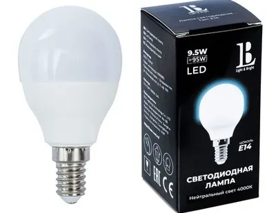 фото Светодиодная лампа L&B 9W 950Lm 4000K E14 E14-9,5W-4000К-G45