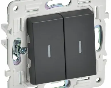 фото SKANDY Выключатель 2-клавишный проходной с индикацией 10А SK-V10T титан IEK