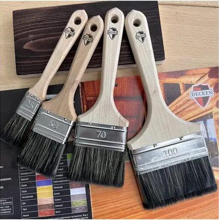 Фото №0 Кисть плоская (флейцевая), для окраски дерева маслом, DECKEN, 4 штуки, набор