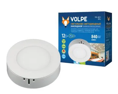 фото Светильник ULM-Q240 12W/DW WHITE Светильник светодиодный накладной. Дневной свет(6500K). Корпус белый. ТМ Volpe.