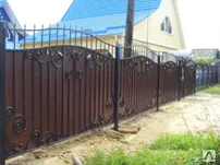 Фото №0 Забор с ажурными кованными элементами