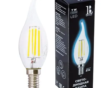 фото Светодиодная лампа L&B 7W 600Lm 3000K E14 E14-7W-WW-flame filament