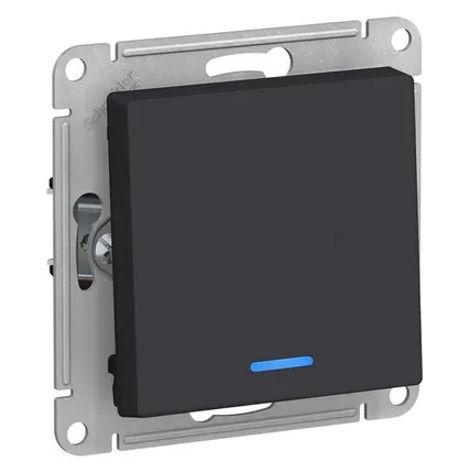 Фото №0 Выключатель 1-кл. СП AtlasDesign 10А IP20 (сх. 1а) 10AX с подсветкой механизм карбон SE ATN001013