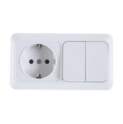 Фото №0 UNIVersal Блок ОП Олимп 2-кл.вык.+роз.с зазем.горизонт.бел. O0033 UNIVersal