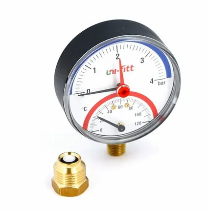 Фото №0 Термоманометр радиальный 4 атм/120°С 1/2",80 мм UNI-FITT (311P1442)