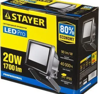 фото Прожектор STAYER "PROFI" PROLight светодиод, с дугой крепл под устан,1700Лм