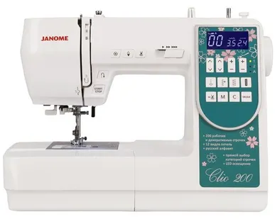 фото Швейная машина Janome Clio 200, белый/бирюзовый