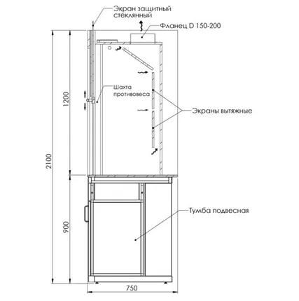 Фото №3 Шкаф вытяжной лабораторный Э-900-ШВ (Тип А)
