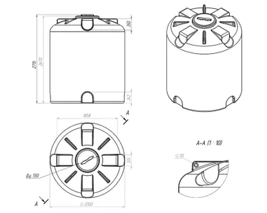 фото Емкость TR 10000л литров вертикальная, пластиковая, наземная Серый