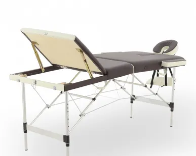 фото Стол массажный складной JFAL01A 3-х секционный, цвет синий/белый MedMos