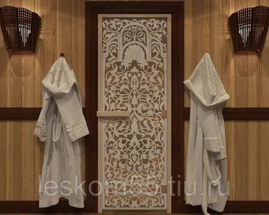 фото Дверь для сауны Арт серия "Венеция" 970*700 Бронза