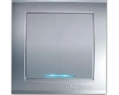 фото UNIVersal Выключатель 1-кл. СП Бриллиант 10А IP20 с подсветкой серебр.7949643 UNIVersal