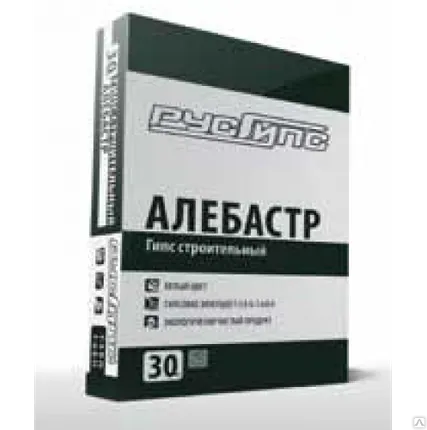 Фото №0 Гипсовые вяжущие  Алебастр РУСГИПС Г-5 Б- II 30 кг (48 меш/пал) ГОСТ 125-79