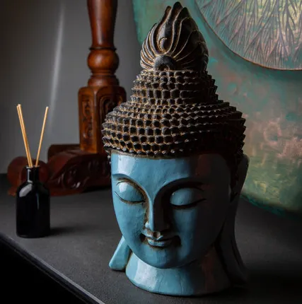 Фото №0 Фигурка Голова Будды, голубая, 40см, дерево, Chateau Collection CC-BHB-B