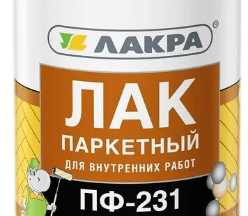 фото Лак ЛАКРА Лак для отделки паркета ЛАКРА ПФ-231 0,8 кг глянцевый